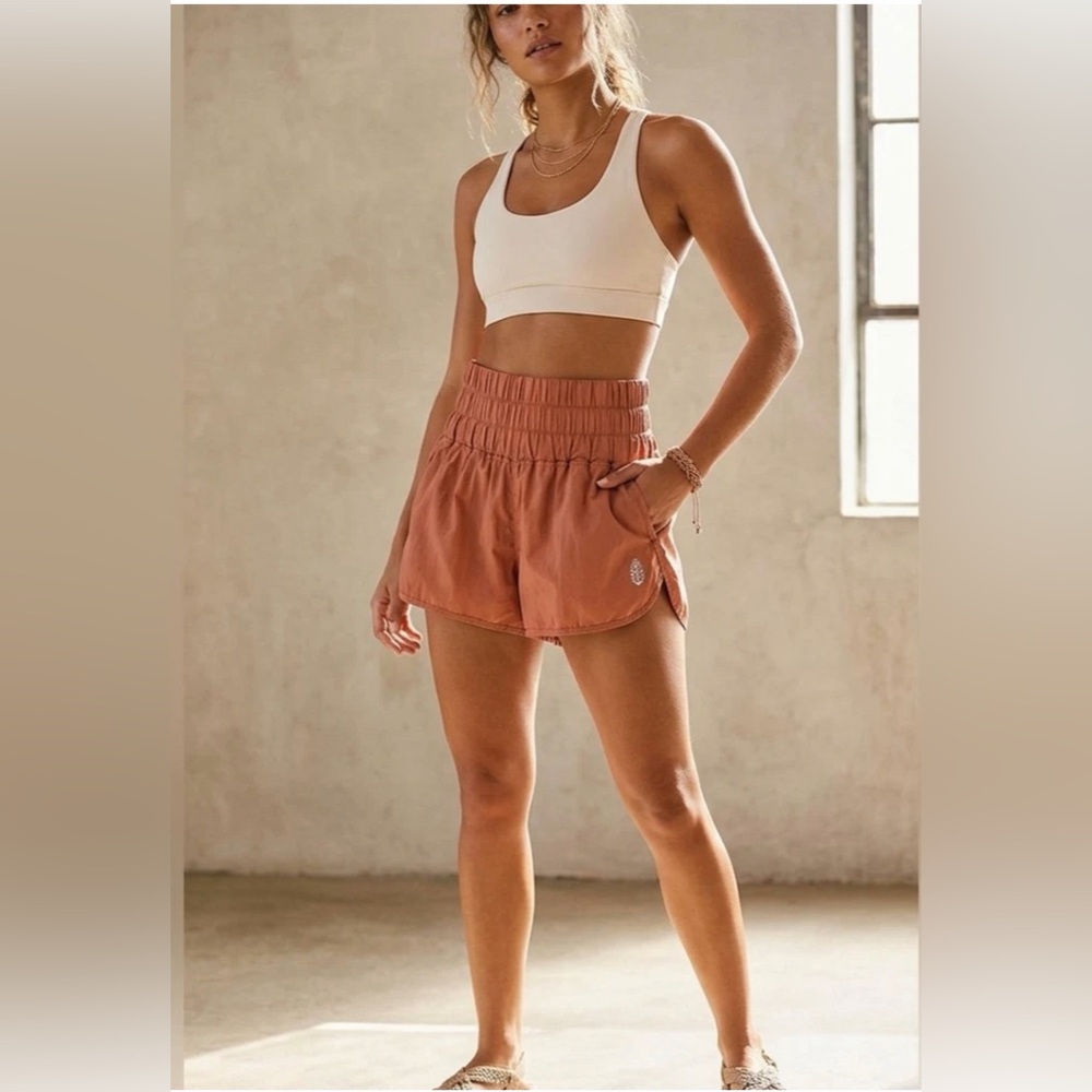 FP Movement Shorts The Way Home Pink Orange High Rise Athletic Shorts S - NWOT